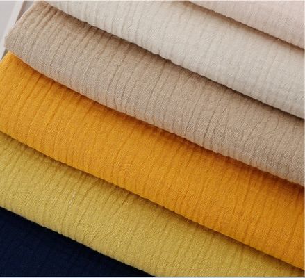 Fabbricazione di finitura a rughe 100% cotone muslino tessuto di garza per coperte per bambini e pigiami in stile solido