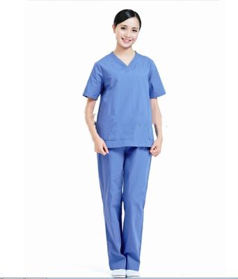 Bianco Blu Infermiere Ospedale Uniforme Tessuto di cotone Poliestere Infermiere Tessuto 100*52 Densità