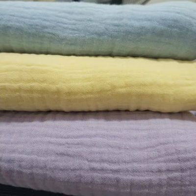 Fabbricazione di finitura a rughe 100% cotone muslino tessuto di garza per coperte per bambini e pigiami in stile solido