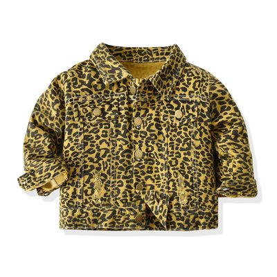 Tessuto di denim stampato a 4 vie stretch, asciugato velocemente e con modello di leopardo